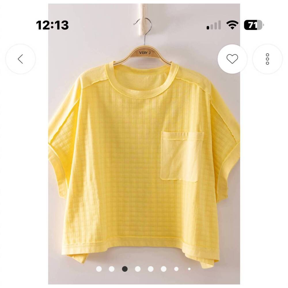 NEW VERY J women's dolman sleeve textured knit casual top in yellow